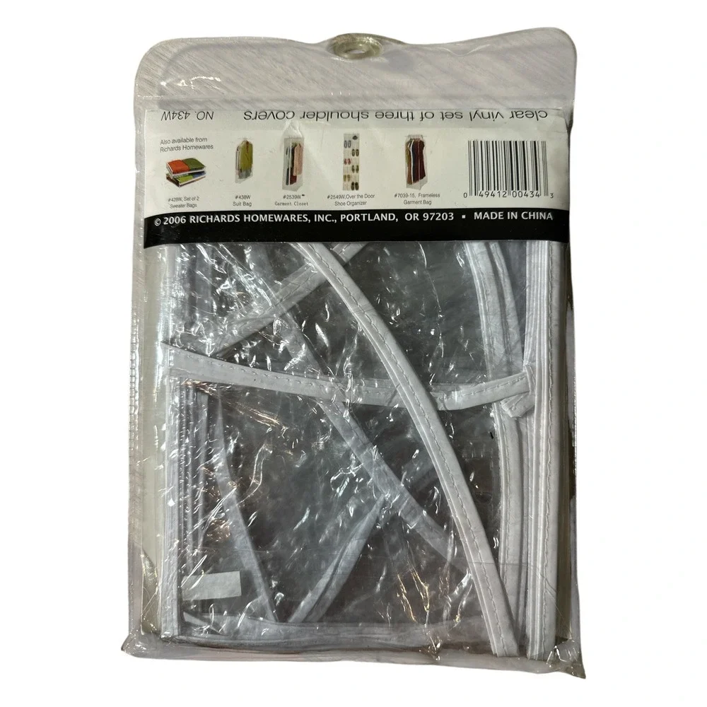 Richards Set of 3 Clear Vinyl Shoulder Covers Gusseted Garment Protectors 434W